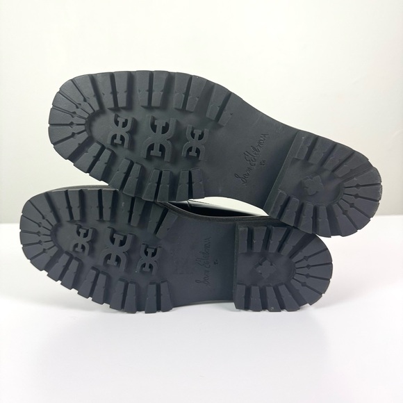 Sam Edelman Laurs Black Leather Chunky Lug Sole Loafers Gold Hardware Size 8.5 M - Picture 8 of 10